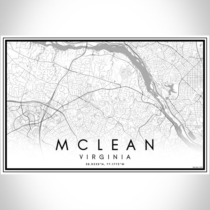 McLean Virginia Map Print Landscape Orientation in Classic Style With Shaded Background