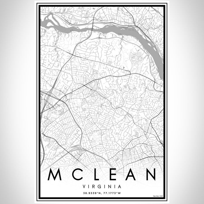 McLean Virginia Map Print Portrait Orientation in Classic Style With Shaded Background