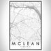 McLean Virginia Map Print Portrait Orientation in Classic Style With Shaded Background