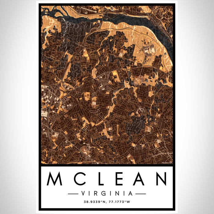 McLean Virginia Map Print Portrait Orientation in Ember Style With Shaded Background