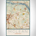 McLean Virginia Map Print Portrait Orientation in Woodblock Style With Shaded Background