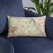 Custom McLean Virginia Map Throw Pillow in Woodblock on Blue Colored Chair