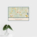 16x24 Medfield Massachusetts Map Print Landscape Orientation in Woodblock Style With Tropical Plant Leaves in Water