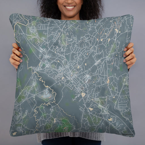 Person holding 22x22 Custom Medfield Massachusetts Map Throw Pillow in Afternoon