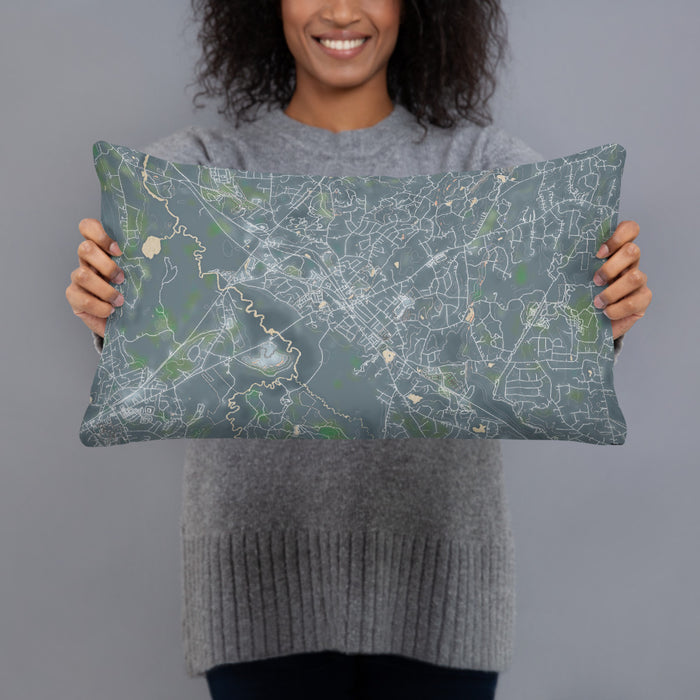 Person holding 20x12 Custom Medfield Massachusetts Map Throw Pillow in Afternoon