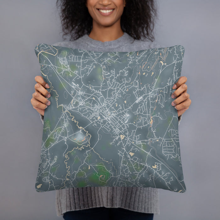 Person holding 18x18 Custom Medfield Massachusetts Map Throw Pillow in Afternoon