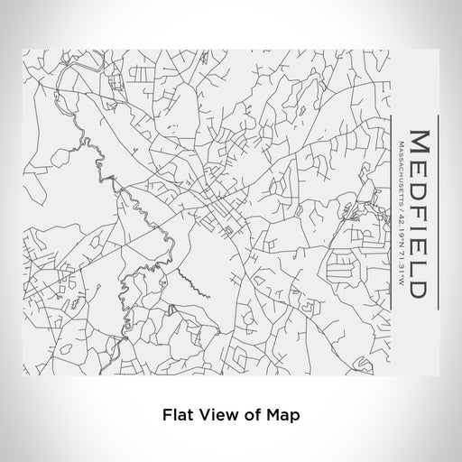 Rendered View of Medfield Massachusetts Map on 20oz Stainless Steel Insulated Bottle with Bamboo Top in White