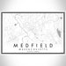Medfield Massachusetts Map Print Landscape Orientation in Classic Style With Shaded Background