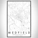 Medfield Massachusetts Map Print Portrait Orientation in Classic Style With Shaded Background