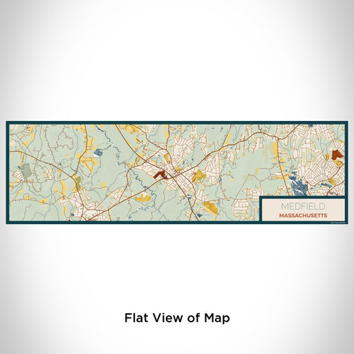 Flat View of Map Custom Medfield Massachusetts Map Enamel Mug in Woodblock