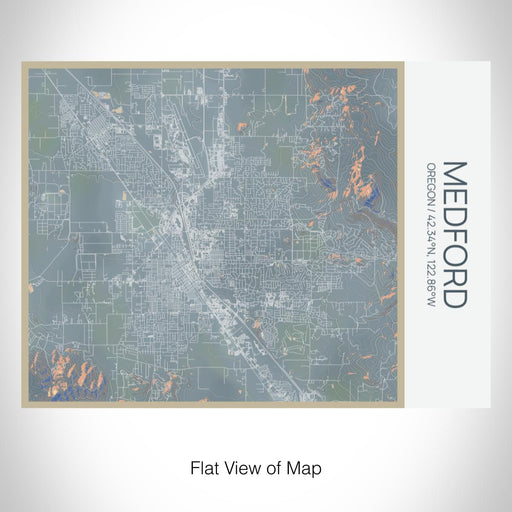 Rendered View of Medford Oregon Map on 20oz Stainless Steel Insulated Bottle with Bamboo Top with printed afternoon style map