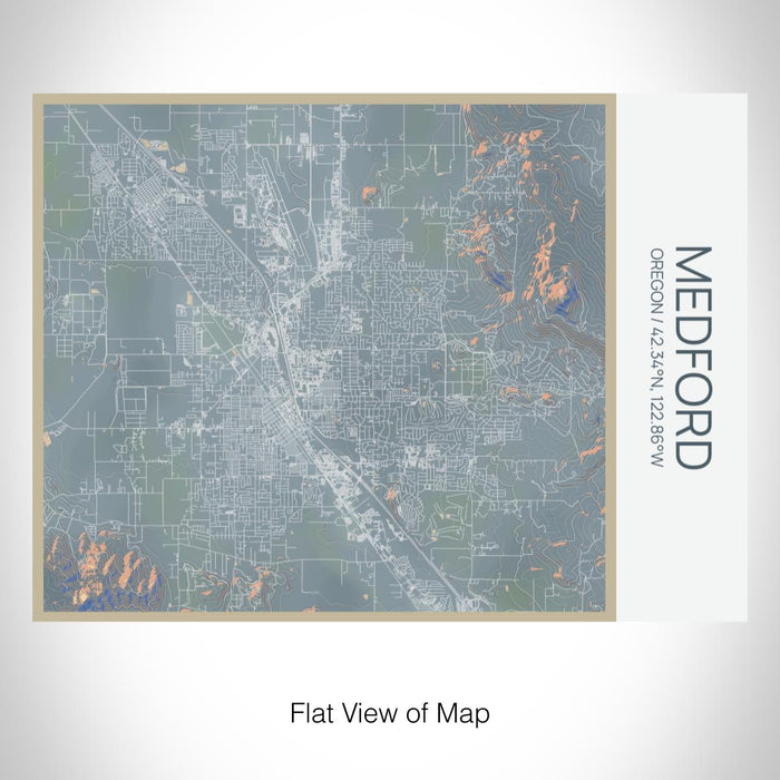 Rendered View of Medford Oregon Map on 20oz Stainless Steel Insulated Bottle with Bamboo Top with printed afternoon style map
