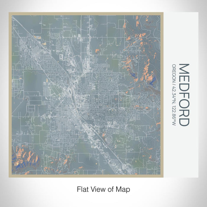 Rendered View of Medford Oregon Map on 17oz Stainless Steel Insulated Tumbler in Afternoon Map Style