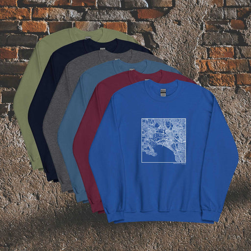 Melbourne Australia  Map Unisex Crewneck Sweaters in Multiple Colors