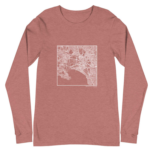 Melbourne Australia  Map Unisex Long-Sleeve T-shirt with City inscription in Heather Mauve
