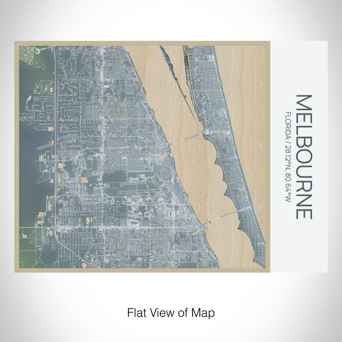 Rendered View of Melbourne Florida Map on 20oz Stainless Steel Insulated Bottle with Bamboo Top with printed afternoon style map