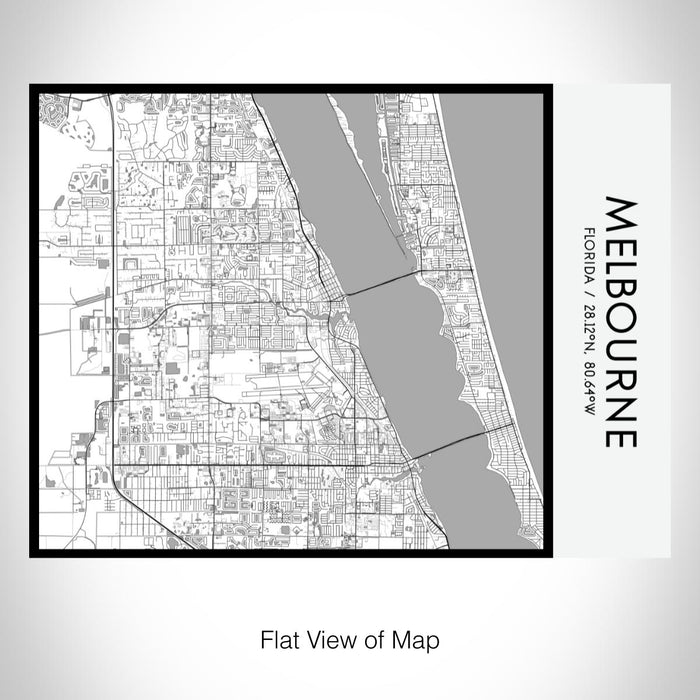 Rendered View of Melbourne Florida Map on 20oz Stainless Steel Insulated Bottle with Bamboo Top with printed classic style map