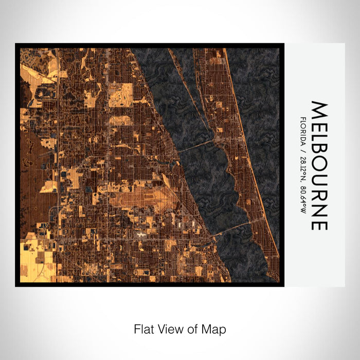 Rendered View of Melbourne Florida Map on 20oz Stainless Steel Insulated Bottle with Bamboo Top with printed ember style map