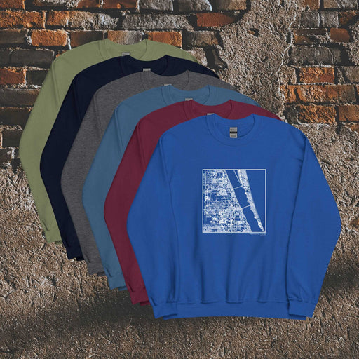 Melbourne Florida  Map Unisex Crewneck Sweaters in Multiple Colors