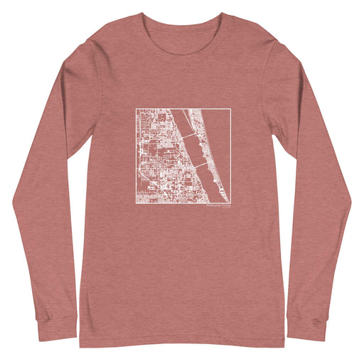 Melbourne Florida  Map Unisex Long-Sleeve T-shirt with City inscription in Heather Mauve