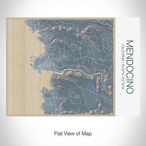 Rendered View of Mendocino California Map on 20oz Stainless Steel Insulated Bottle with Bamboo Top with printed afternoon style map