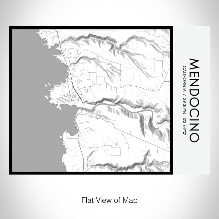Rendered View of Mendocino California Map on 20oz Stainless Steel Insulated Bottle with Bamboo Top with printed classic style map