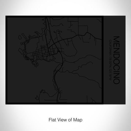 Rendered View of Mendocino California Map on 20oz Stainless Steel Insulated Bottle with Bamboo Top in Matte Black with printed Tactile Lines Map in Black