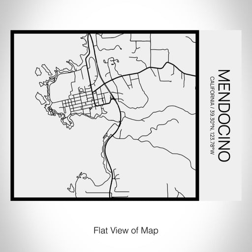 Rendered View of Mendocino California Map on 20oz Stainless Steel Insulated Bottle with Bamboo Top in Matte White with printed Tactile Lines Map in Black