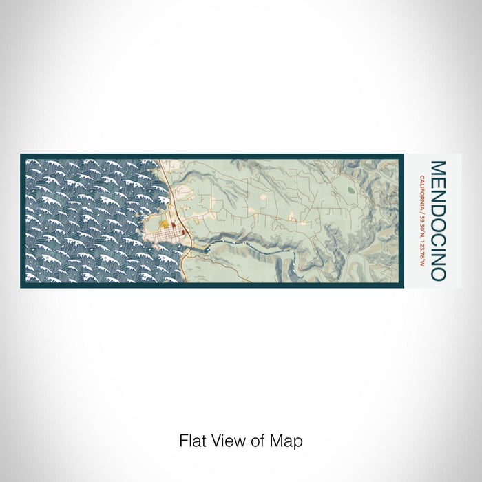 Rendered View of Mendocino California Map on 10oz Stainless Steel Insulated Cup in Woodblock with Sliding Lid