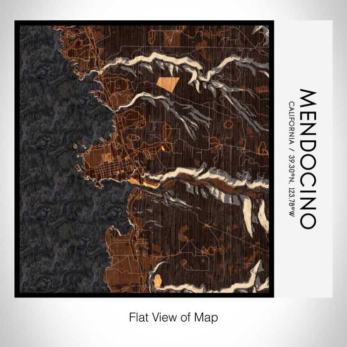 Rendered View of Mendocino California Map on 17oz Stainless Steel Insulated Tumbler in Ember Map Style