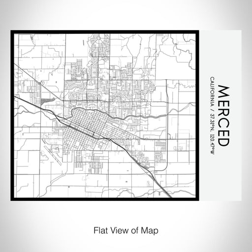 Rendered View of Merced California Map on 20oz Stainless Steel Insulated Bottle with Bamboo Top with printed classic style map