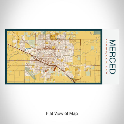 Rendered View of Merced California Map on 17oz Stainless Steel Insulated Bottle with printed woodblock style map