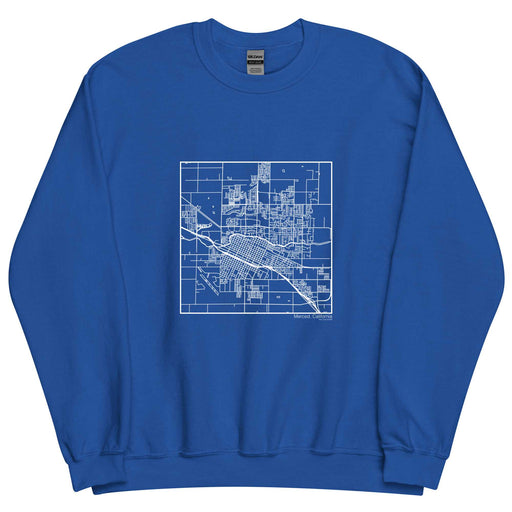 Merced California  Map Unisex Crewneck Sweater with City inscription in Royal Blue