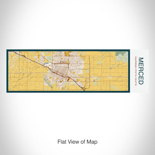 Rendered View of Merced California Map on 10oz Stainless Steel Insulated Cup in Woodblock with Sliding Lid