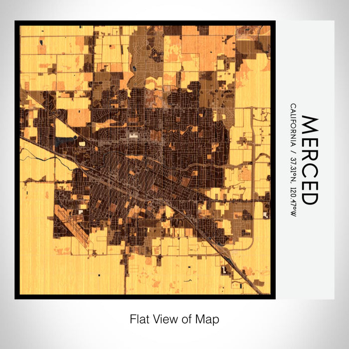 Rendered View of Merced California Map on 17oz Stainless Steel Insulated Tumbler in Ember Map Style