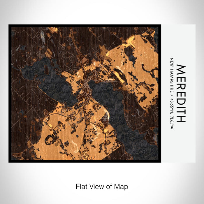 Rendered View of Meredith New Hampshire Map on 20oz Stainless Steel Insulated Bottle with Bamboo Top with printed ember style map