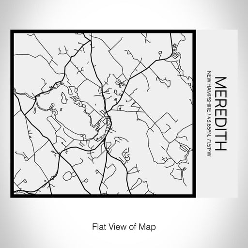 Rendered View of Meredith New Hampshire Map on 20oz Stainless Steel Insulated Bottle with Bamboo Top in Matte White with printed Tactile Lines Map in Black