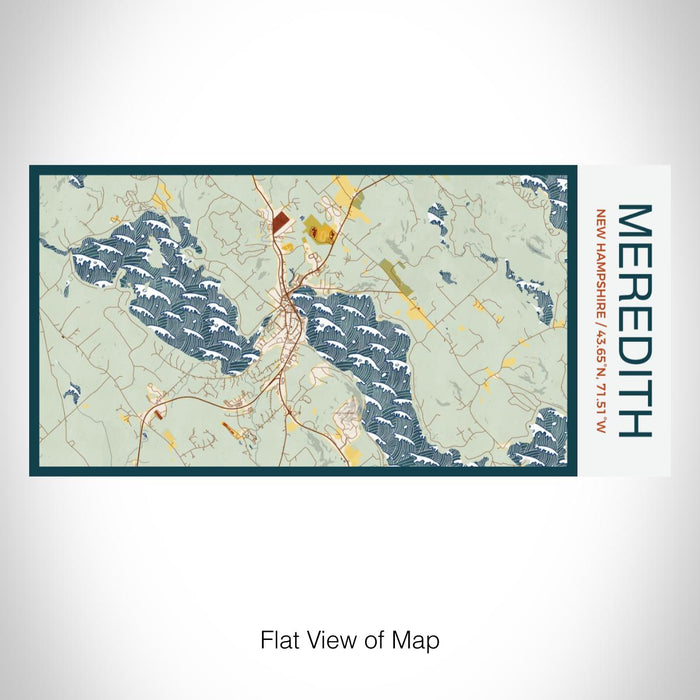 Rendered View of Meredith New Hampshire Map on 17oz Stainless Steel Insulated Bottle with printed woodblock style map
