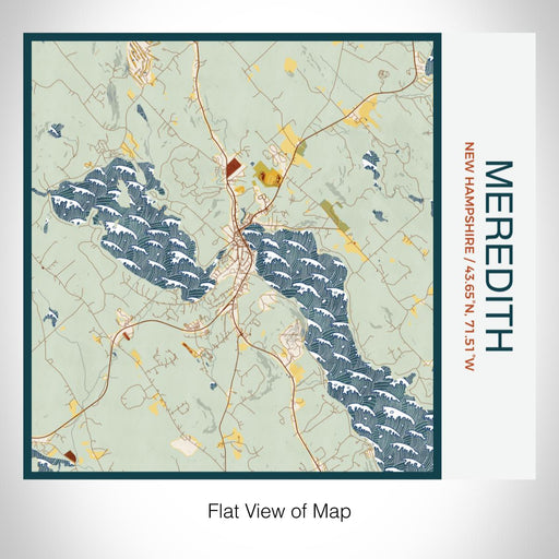 Rendered View of Meredith New Hampshire Map on 17oz Stainless Steel Insulated Tumbler in Woodblock Map Style