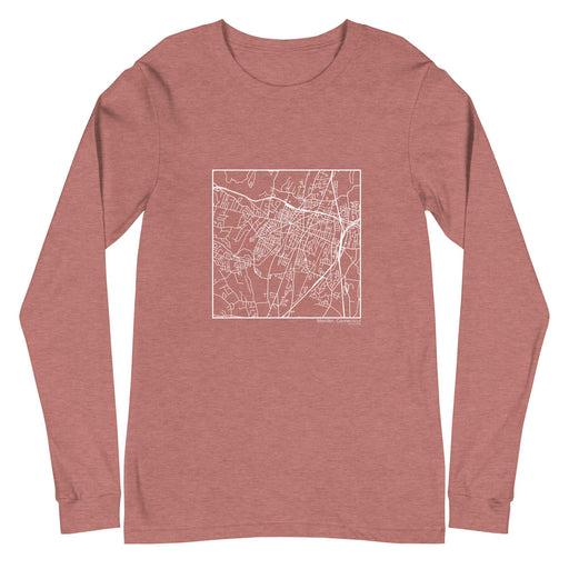 Meriden Connecticut  Map Unisex Long-Sleeve T-shirt with City inscription in Heather Mauve