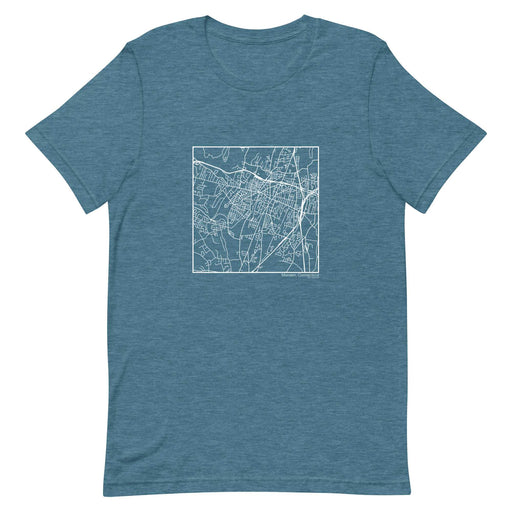 Meriden Connecticut  Map Unisex T-Shirt with City inscription in Heather Teal