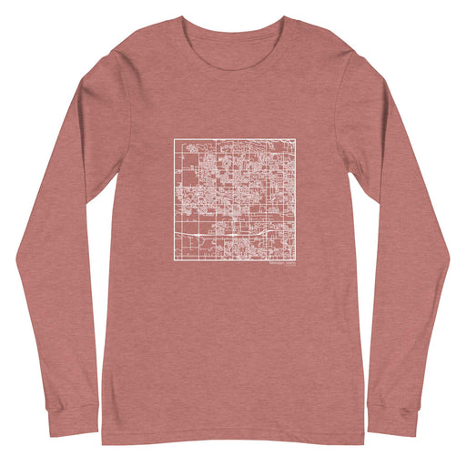 Meridian Idaho  Map Unisex Long-Sleeve T-shirt with City inscription in Heather Mauve