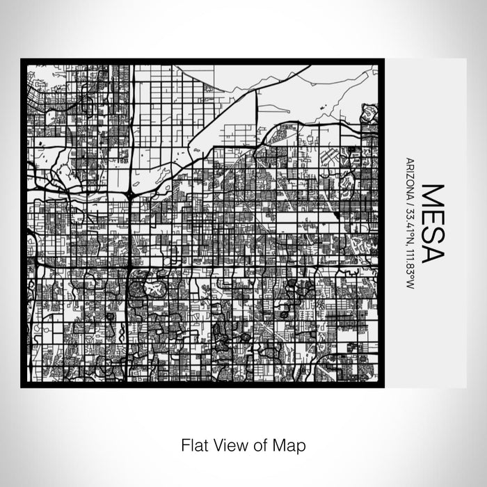 Rendered View of Mesa Arizona Map on 20oz Stainless Steel Insulated Bottle with Bamboo Top in Matte White with printed Tactile Lines Map in Black