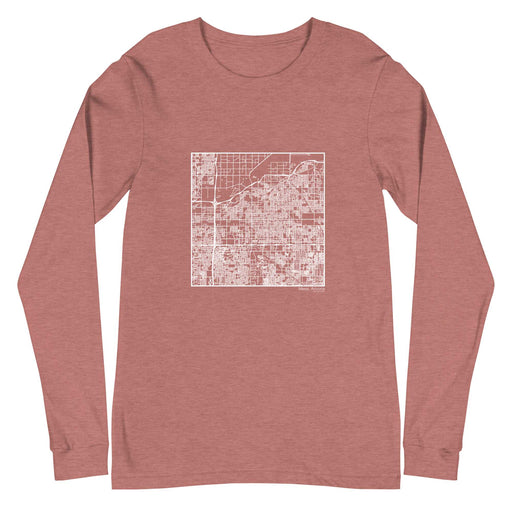 Mesa Arizona  Map Unisex Long-Sleeve T-shirt with City inscription in Heather Mauve