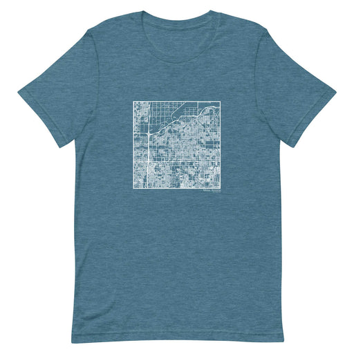 Mesa Arizona  Map Unisex T-Shirt with City inscription in Heather Teal