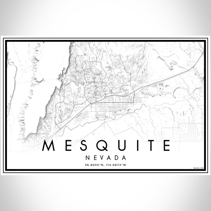 Mesquite Nevada Map Print Landscape Orientation in Classic Style With Shaded Background