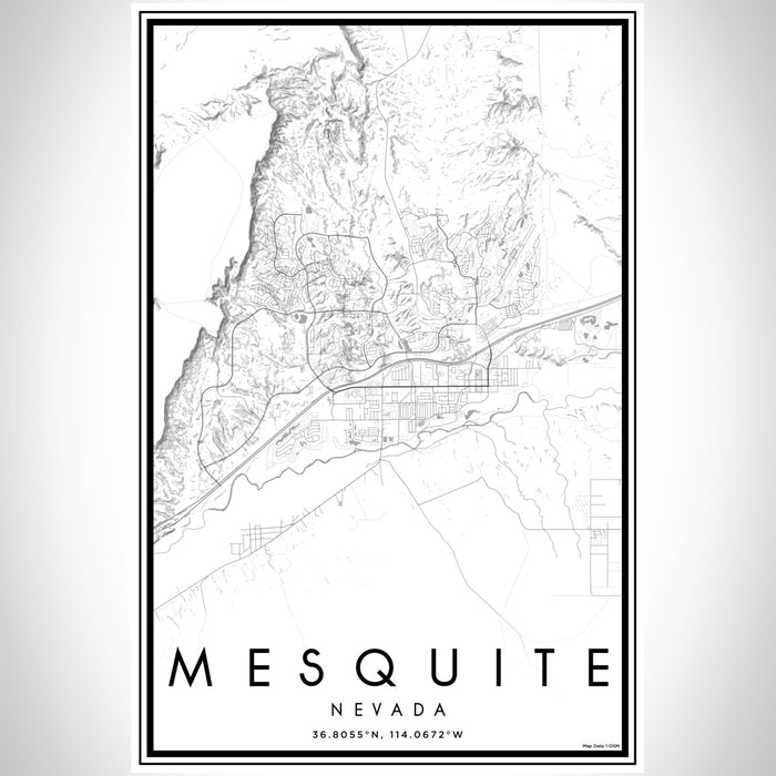 Mesquite Nevada Map Print Portrait Orientation in Classic Style With Shaded Background