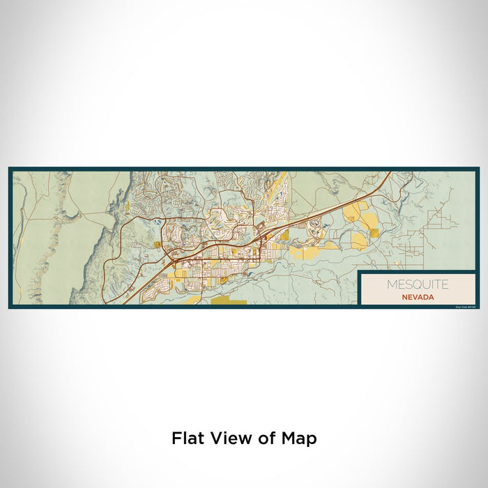 Flat View of Map Custom Mesquite Nevada Map Enamel Mug in Woodblock