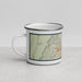 Left View Custom Mesquite Nevada Map Enamel Mug in Woodblock