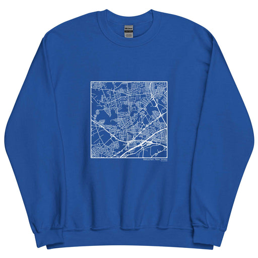 Metuchen New Jersey  Map Unisex Crewneck Sweater with City inscription in Royal Blue